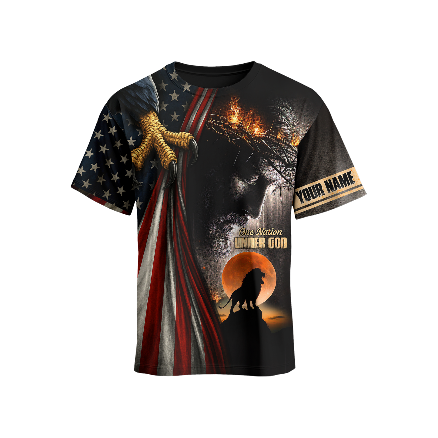 One Nation Under God Christian Hoodie – American Flag Eagle Cross Zip Up – Patriotic Faith in Jesus Christ Apparel, easychoo.com
