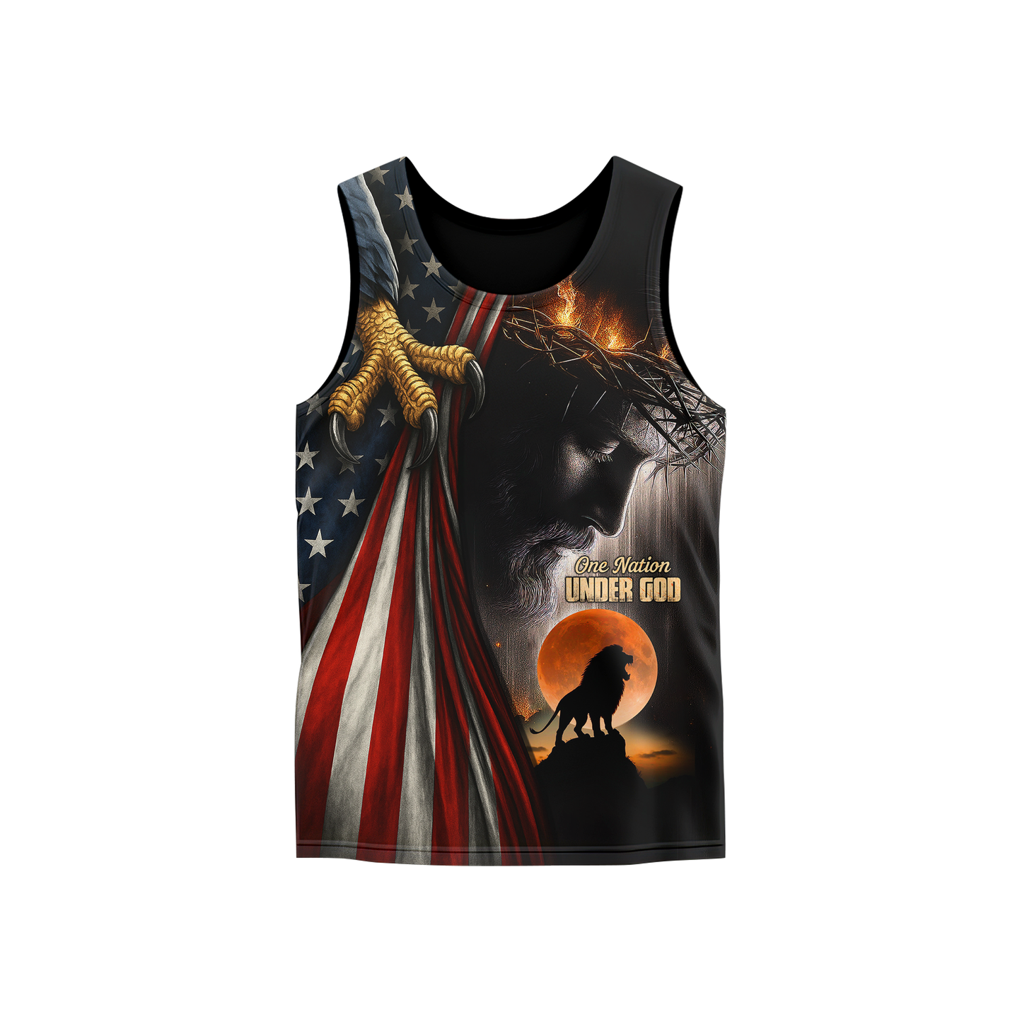 One Nation Under God Christian Hoodie – American Flag Eagle Cross Zip Up – Patriotic Faith in Jesus Christ Apparel, easychoo.com
