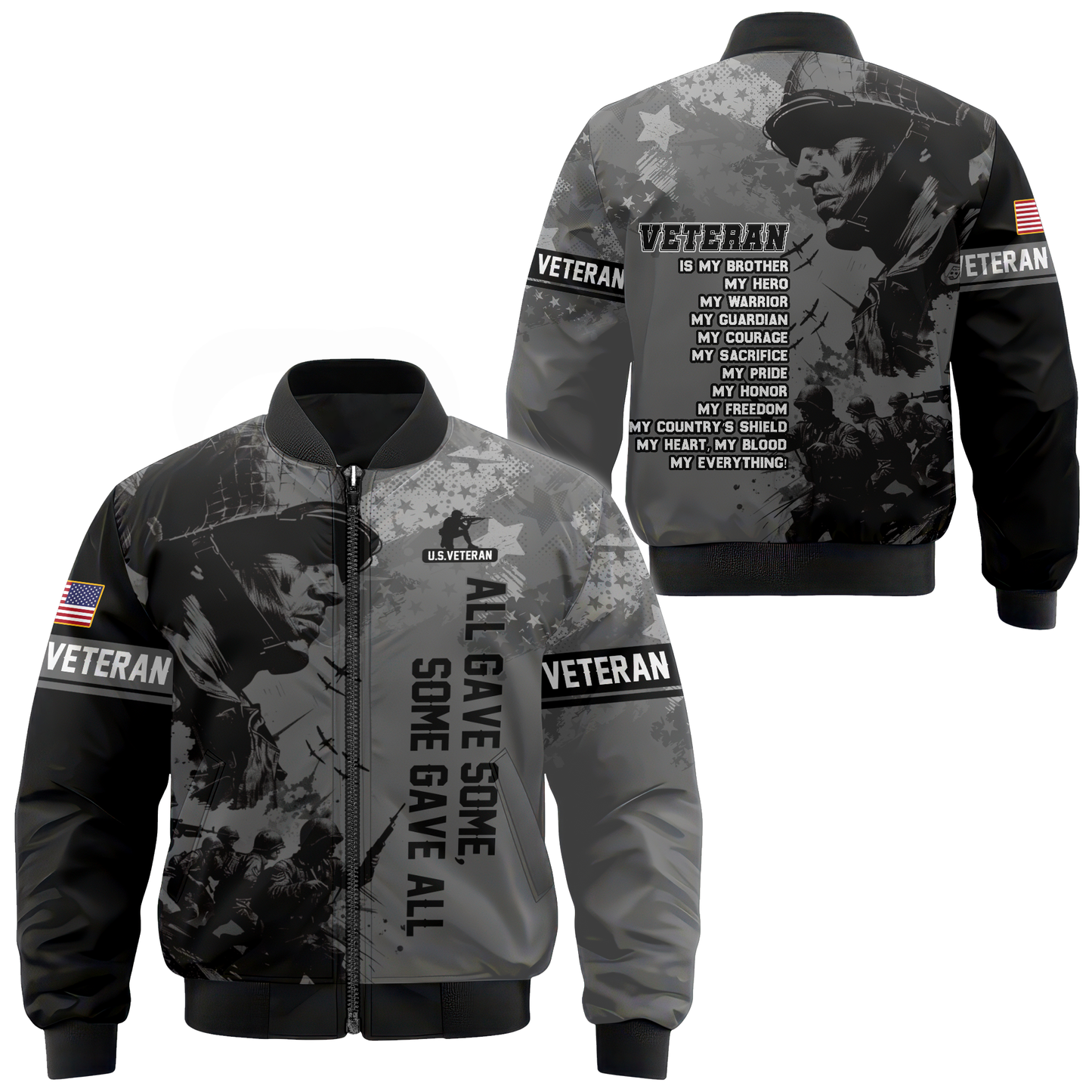 All Gave Some Some Gave All Hoodie – U.S. Veteran Military Zip Up, Soldier Tribute Sweatshirt, Patriotic Gift for Men