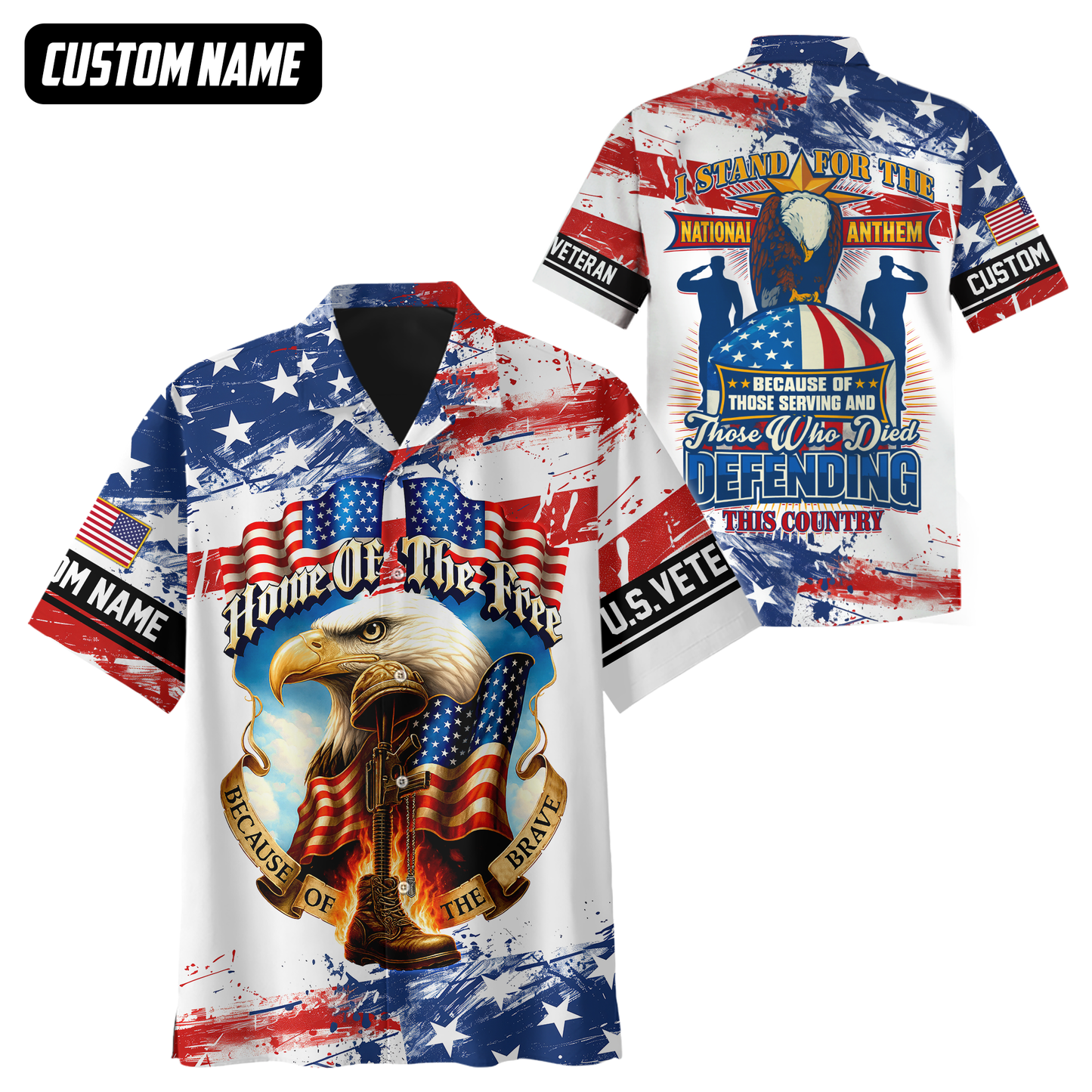 Home of The Free Because of The Brave Hoodie – Patriotic U.S. Veteran Eagle Zip Up