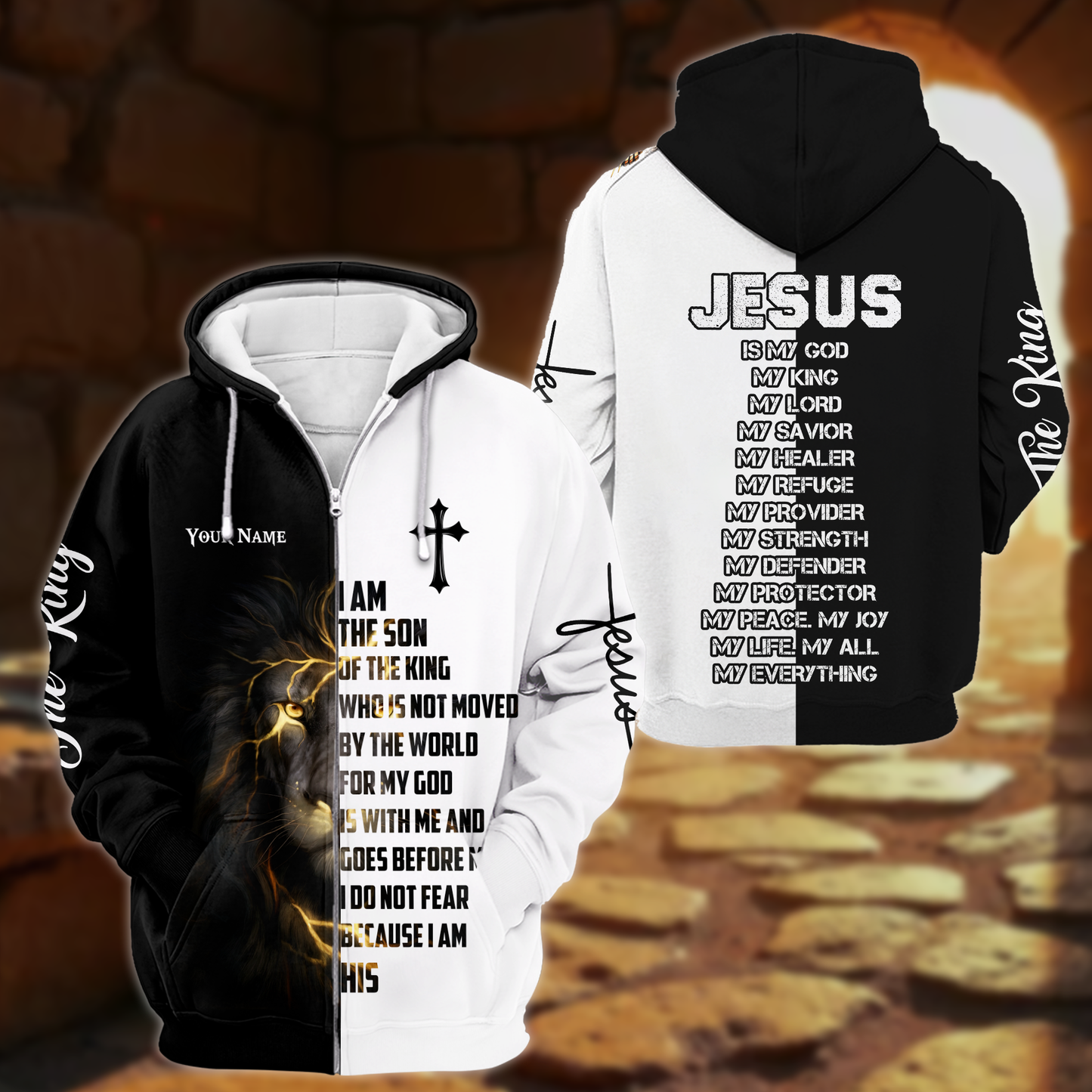 I Am the Son of the King – Christian Lion of Judah Faith Hoodie with Cross Design