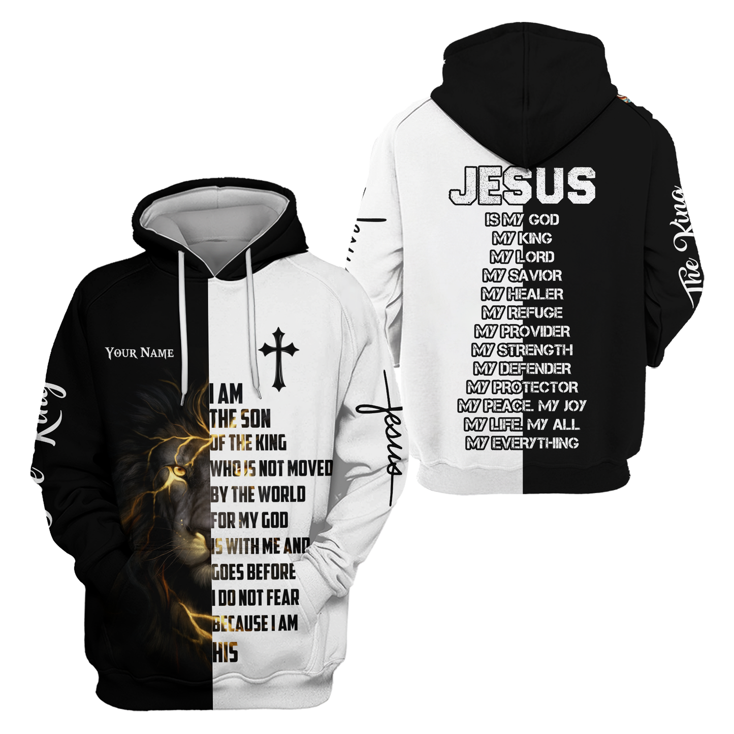 I Am the Son of the King – Christian Lion of Judah Faith Hoodie with Cross Design