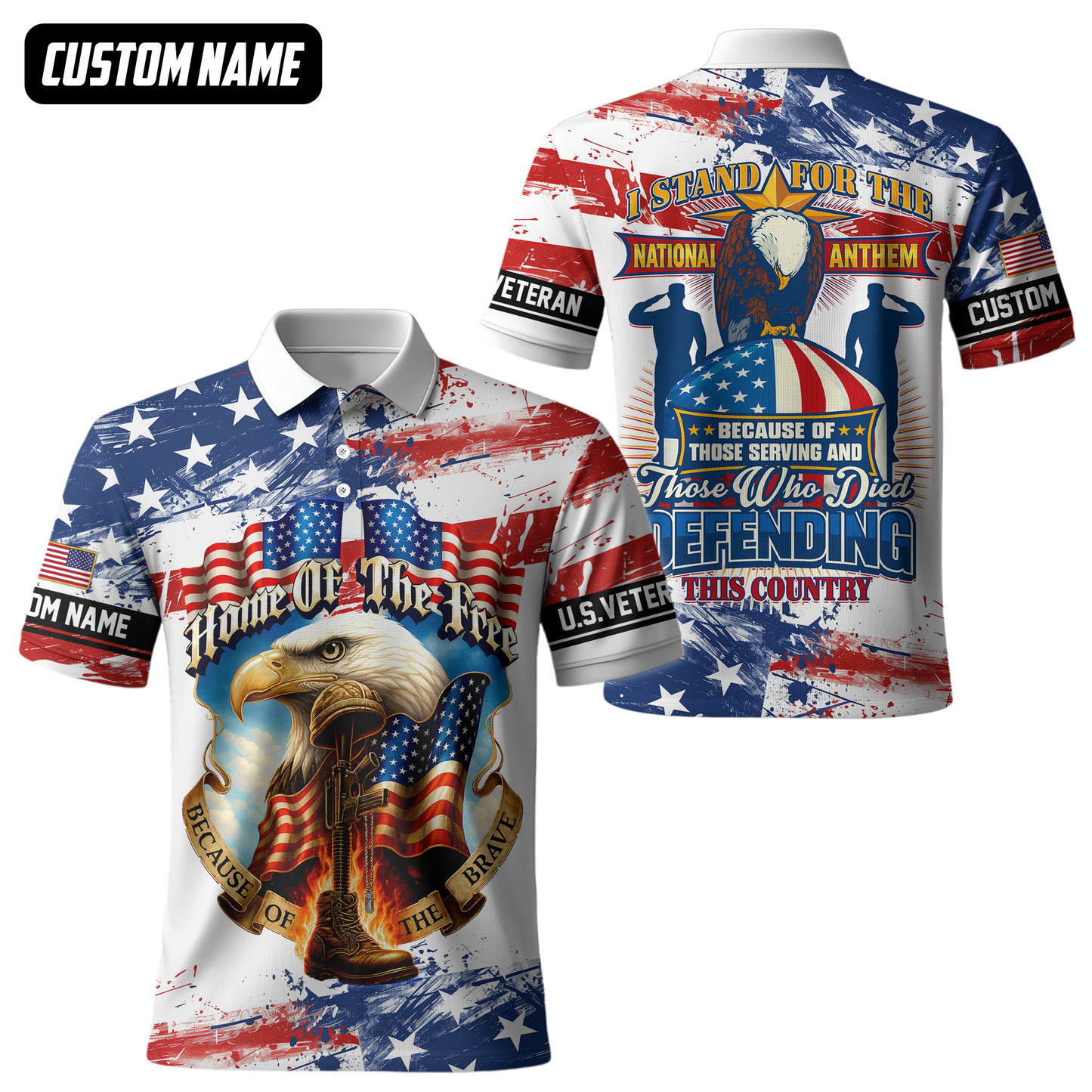 Home of The Free Because of The Brave Hoodie – Patriotic U.S. Veteran Eagle Zip Up