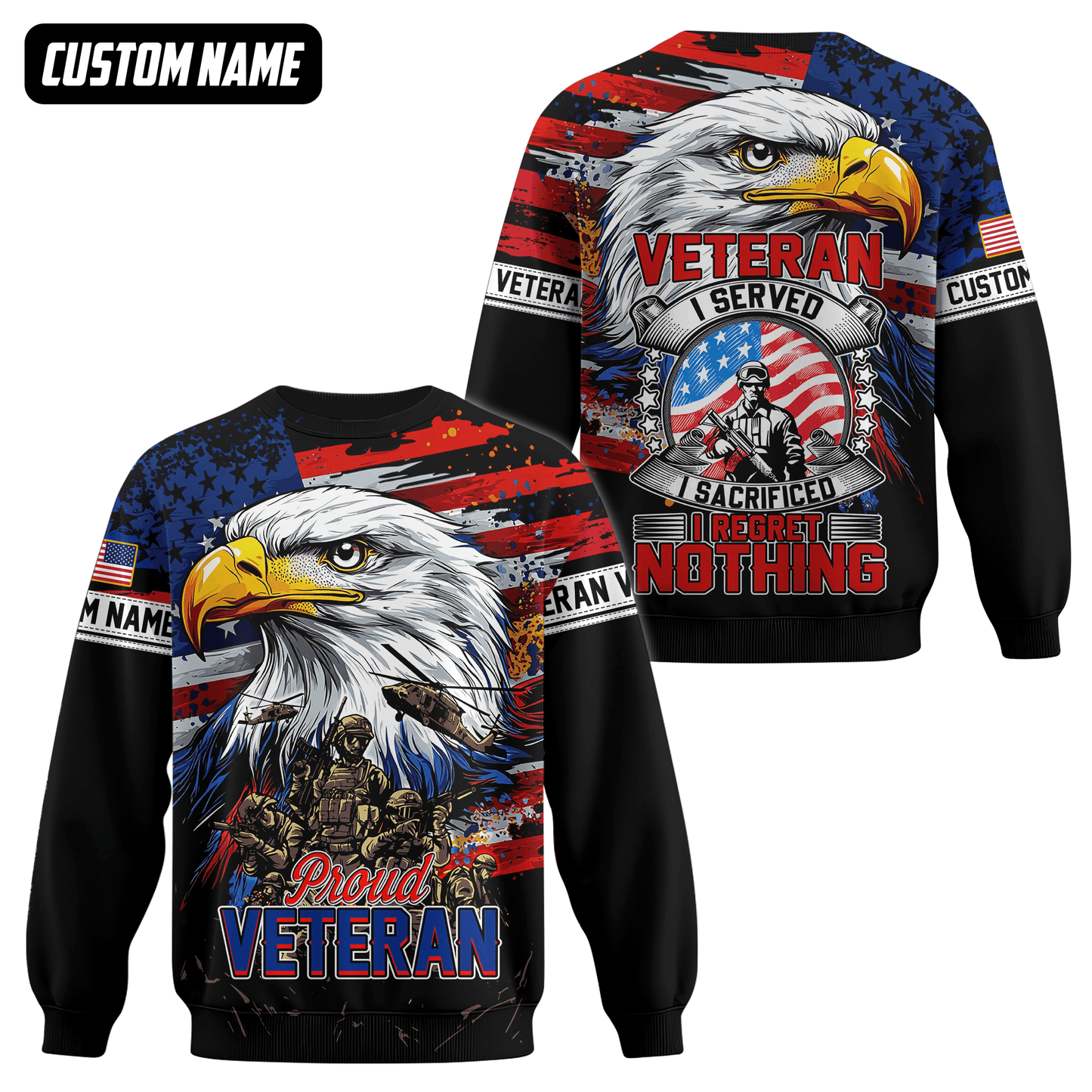 Proud Veteran Hoodie – American Eagle U.S. Flag Patriotic Zip Up
