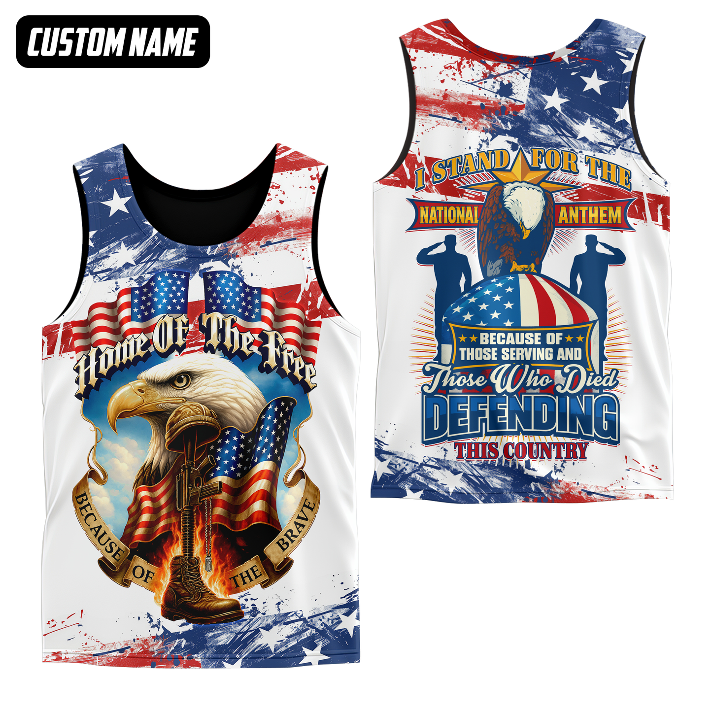 Home of The Free Because of The Brave Hoodie – Patriotic U.S. Veteran Eagle Zip Up