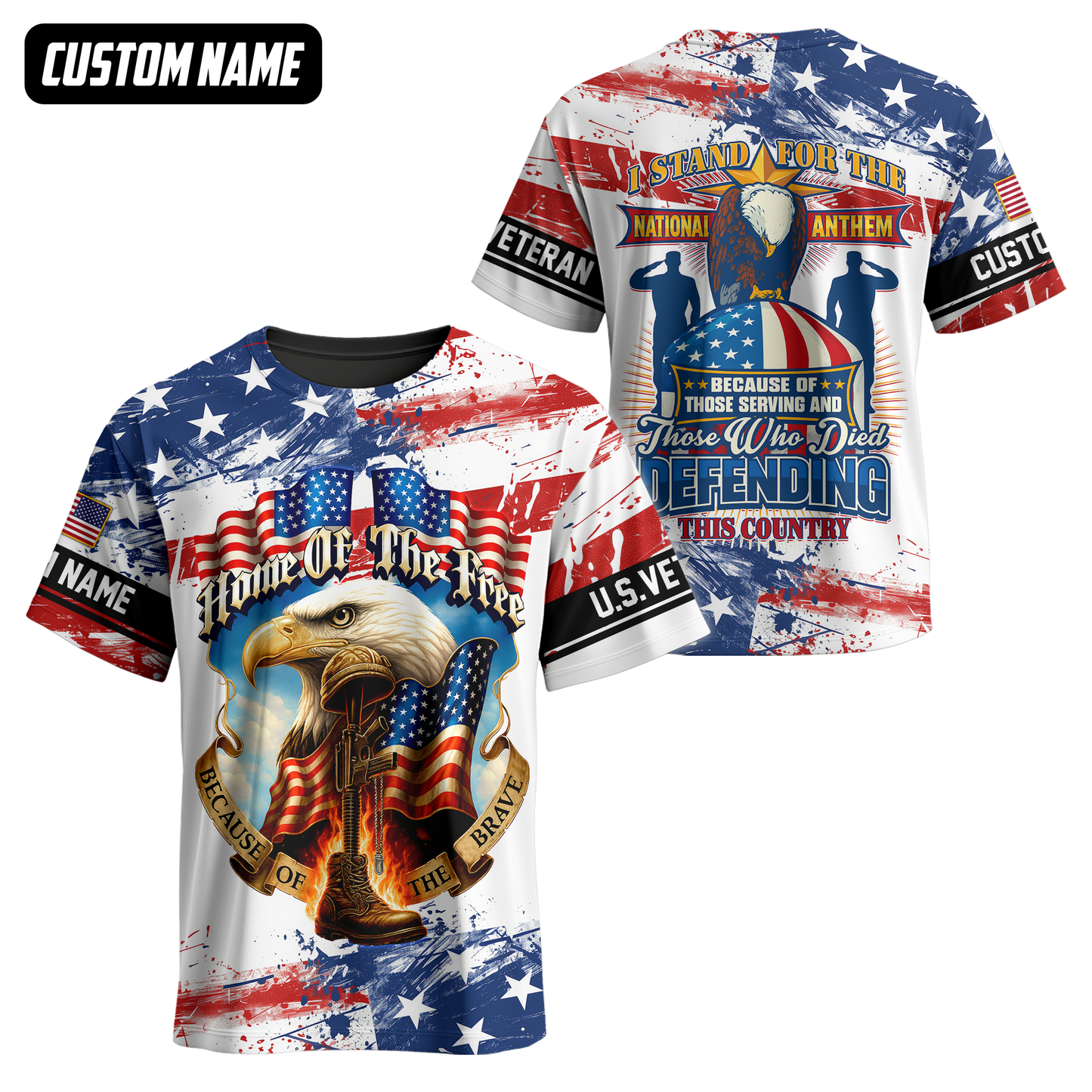 Home of The Free Because of The Brave Hoodie – Patriotic U.S. Veteran Eagle Zip Up