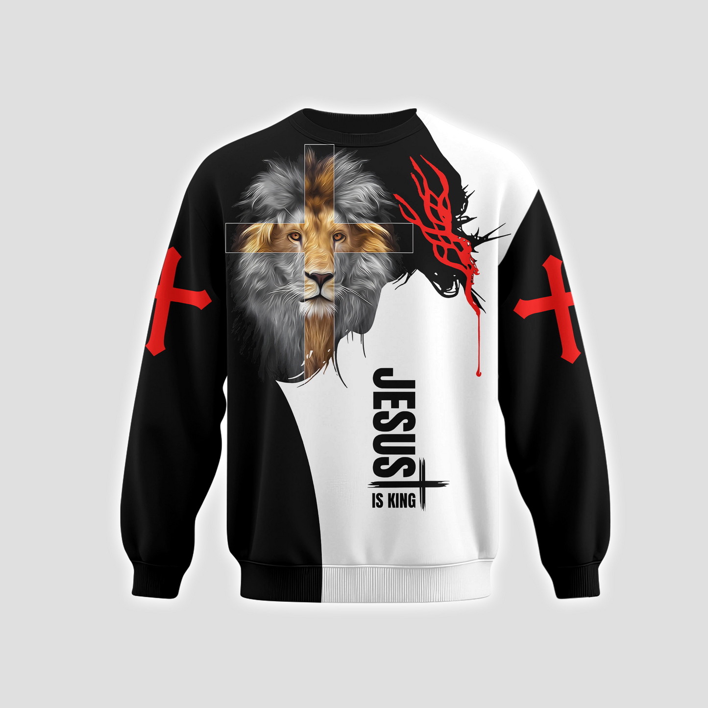 Lion of Judah Christian Hoodie – Jesus Is King Cross Faith Pullover Hoodie