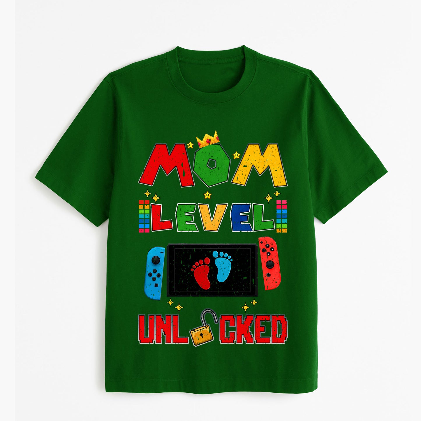 Mother's Day - Mom Level Unlocked 2D Tshirt, easychoo.com
