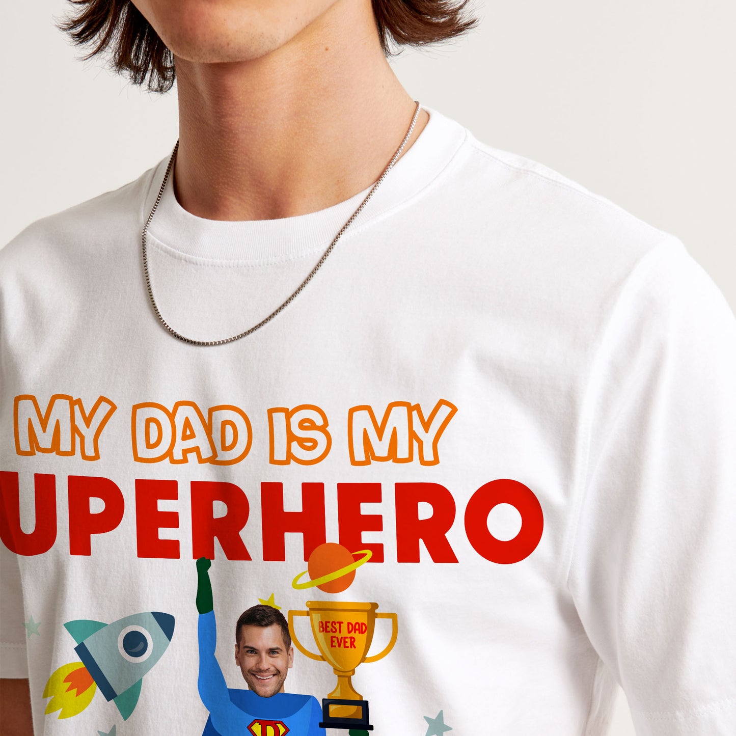Customize family - My Dad is my Superhero Tshirt, easychoo.com