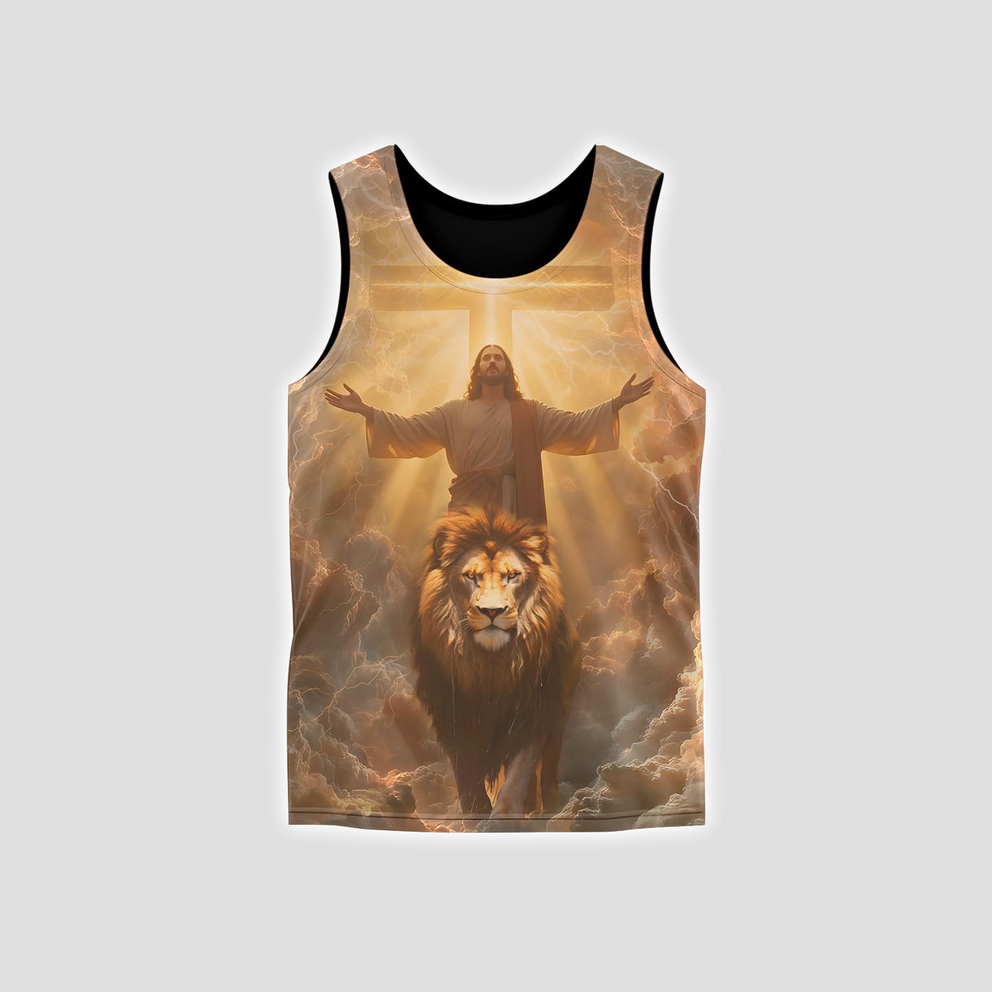Faith Over Fear Hoodie – 3D Jesus and Lion Christian Zip Up Jacket, Powerful Religious Graphic Hoodie