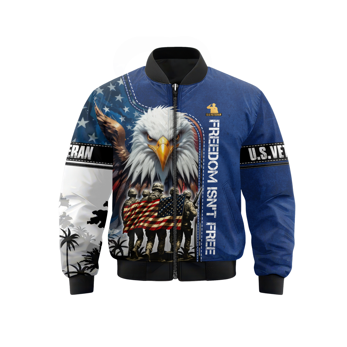 U.S. Veteran Hoodie – Freedom Isn’t Free, American Flag Eagle Design, Patriotic Zip Up, easychoo.com