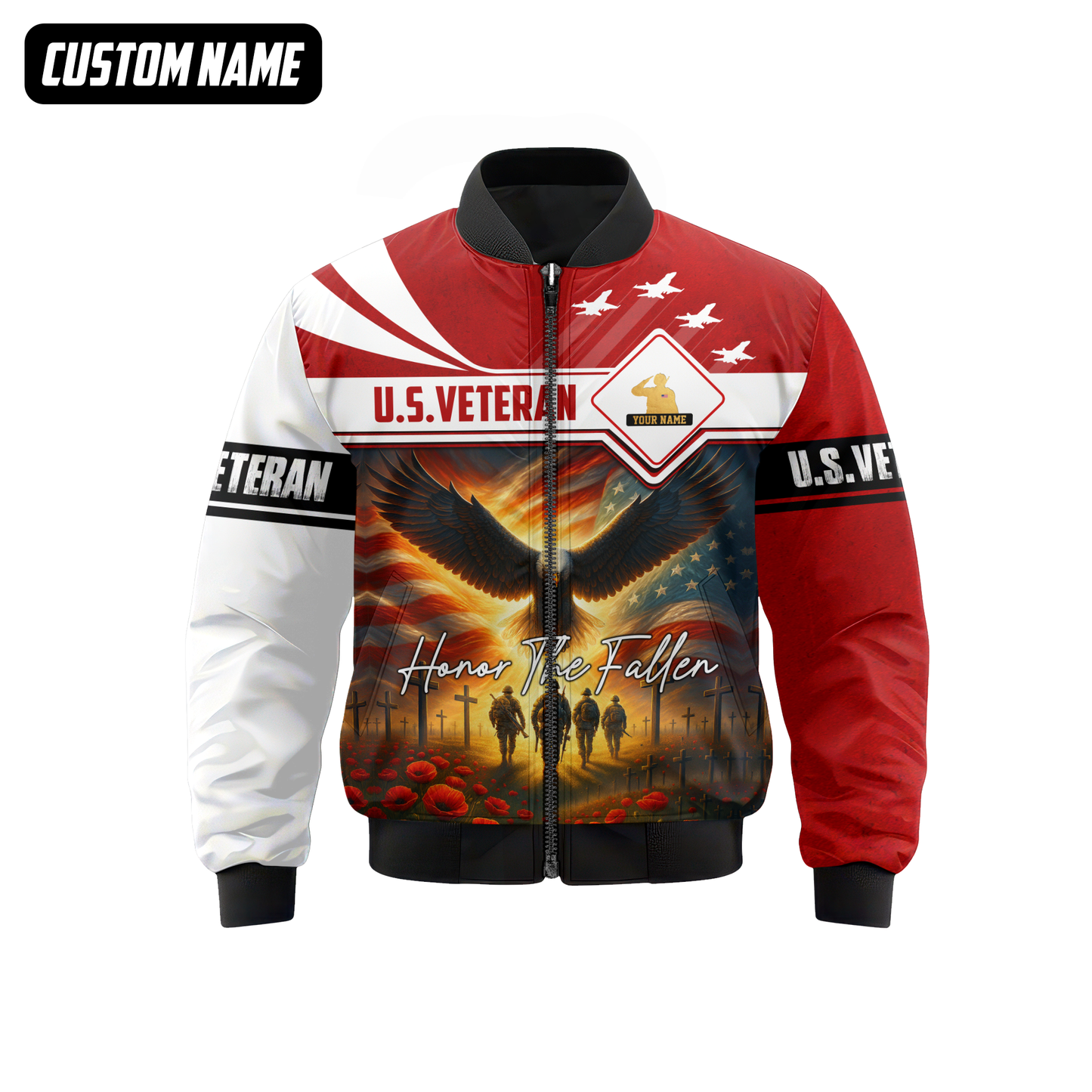 U.S. Veteran Hoodie – Honor The Fallen, Eagle and Soldiers Memorial Zip Up, easychoo.com
