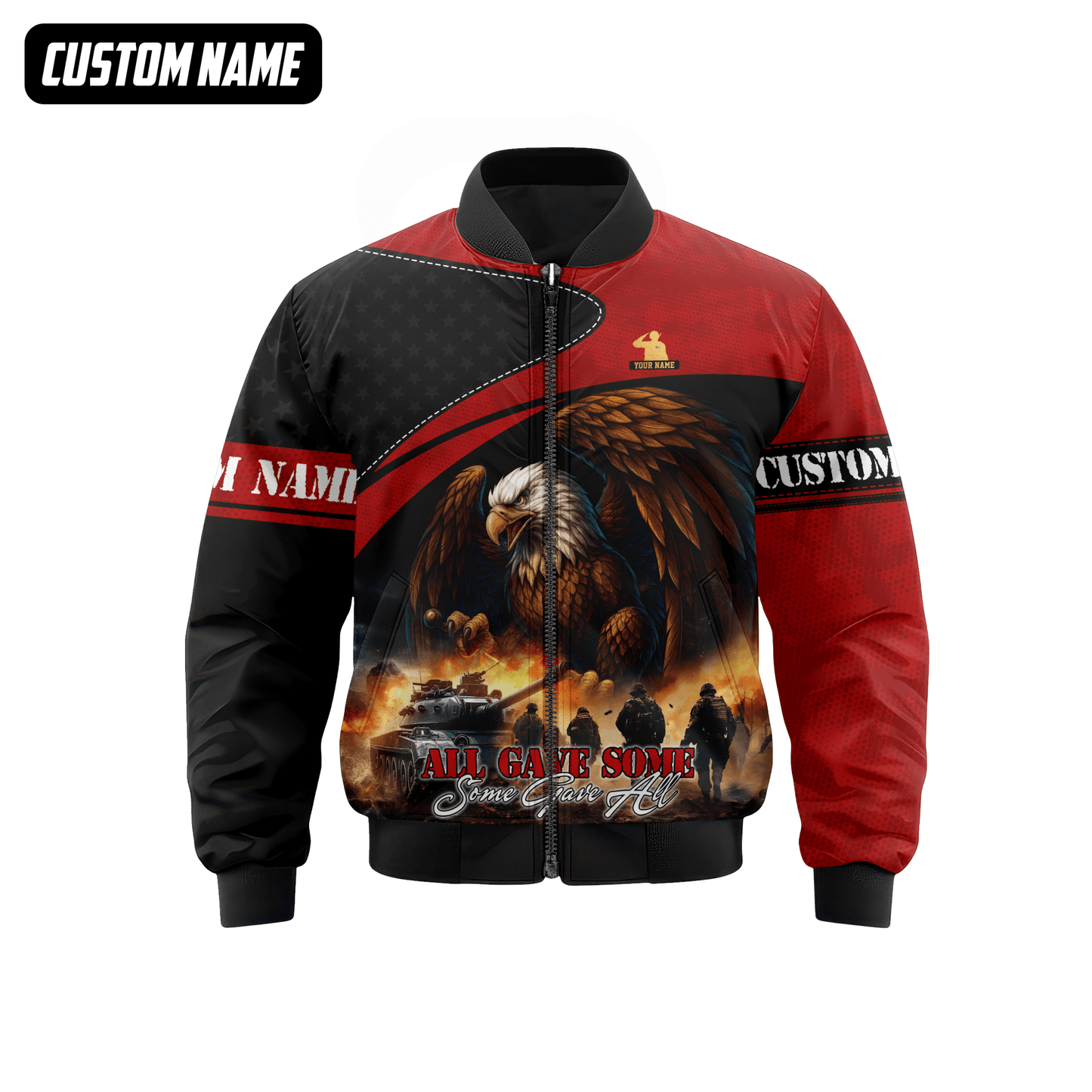 U.S. Veteran Hoodie – All Gave Some Some Gave All, Bald Eagle and Battlefield Zip Up, easychoo.com