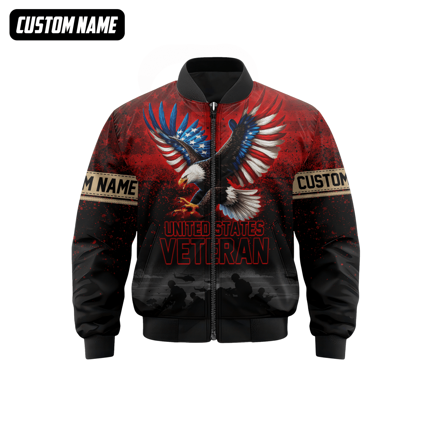 U.S. Veteran Hoodie – All Gave Some Some Gave All, Eagle with Flag Wings Zip Up, easychoo.com