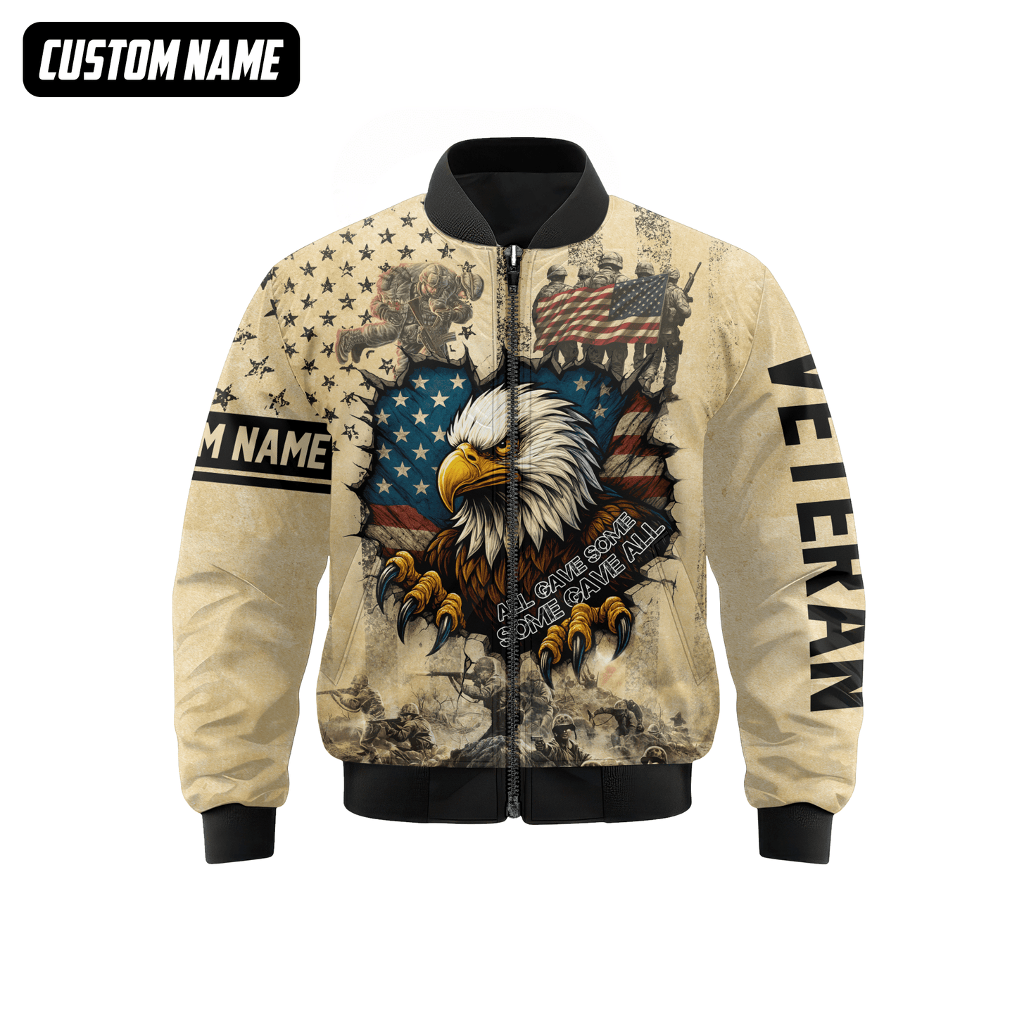 U.S. Veteran Hoodie – All Gave Some Some Gave All, Eagle with American Flag Zip Up, easychoo.com