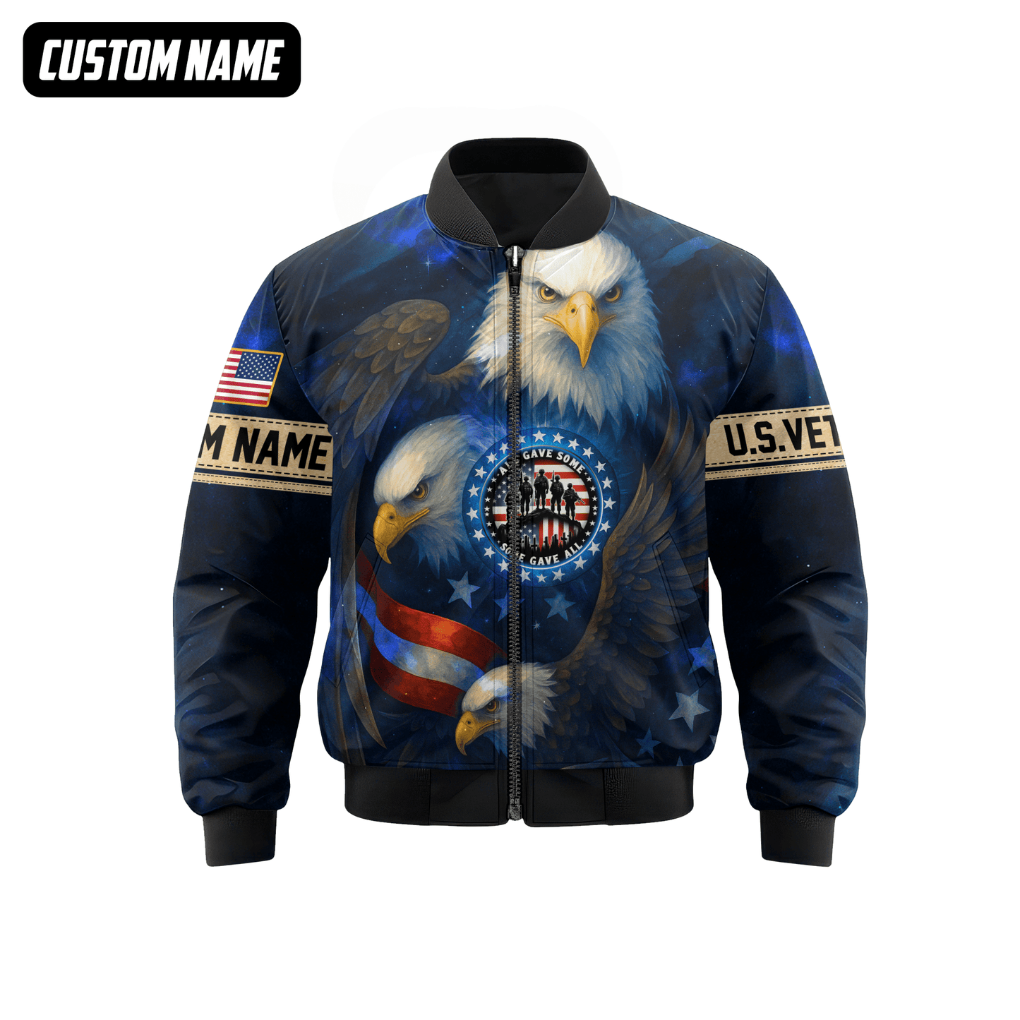 U.S. Veteran Hoodie – All Gave Some Some Gave All, Patriotic Eagle and Flag Design, easychoo.com
