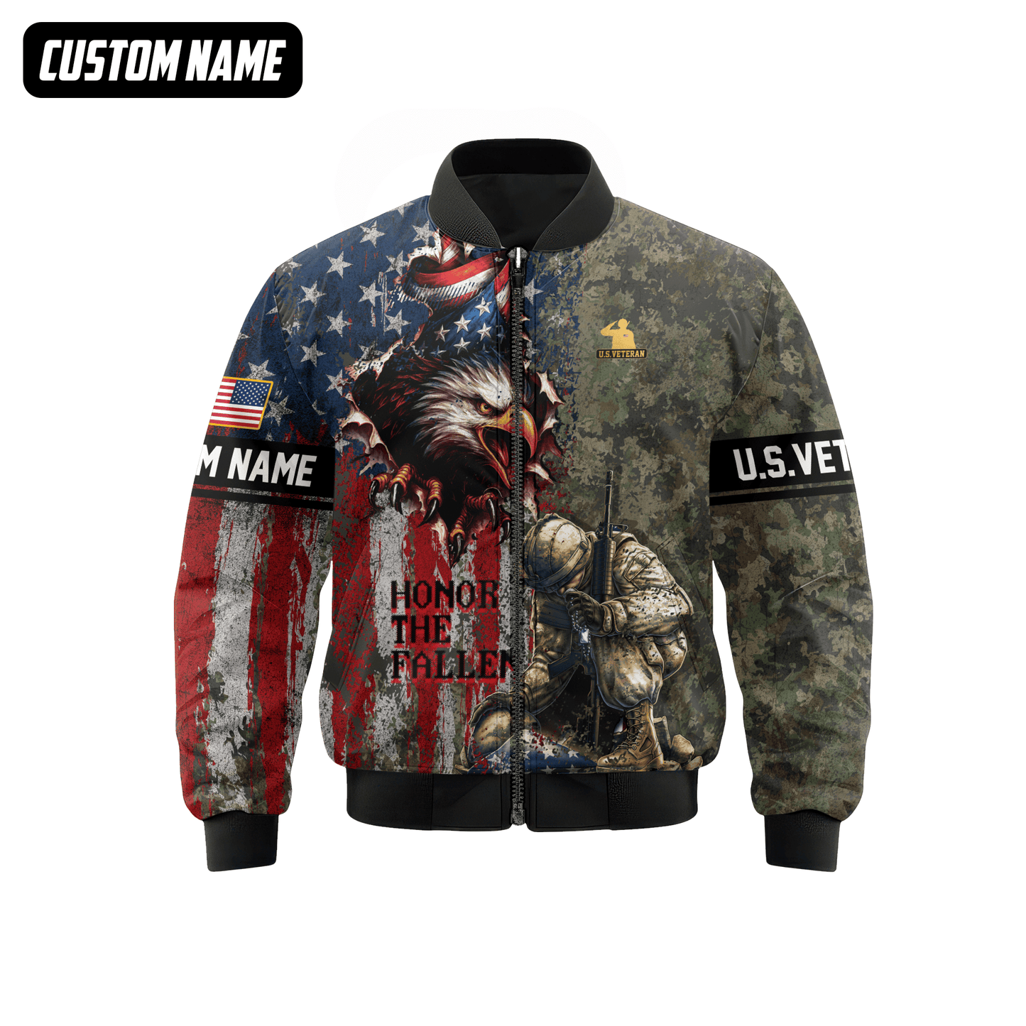 U.S. Veteran Hoodie – Freedom Isn’t Free, Eagle & American Flag Soldiers Design, easychoo.com