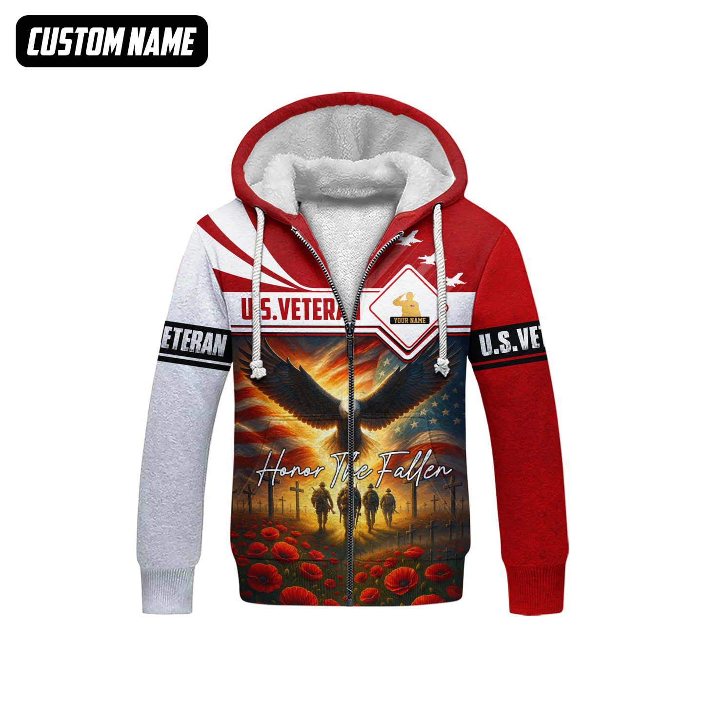 U.S. Veteran Hoodie – Honor The Fallen, Eagle and Soldiers Memorial Zip Up, easychoo.com