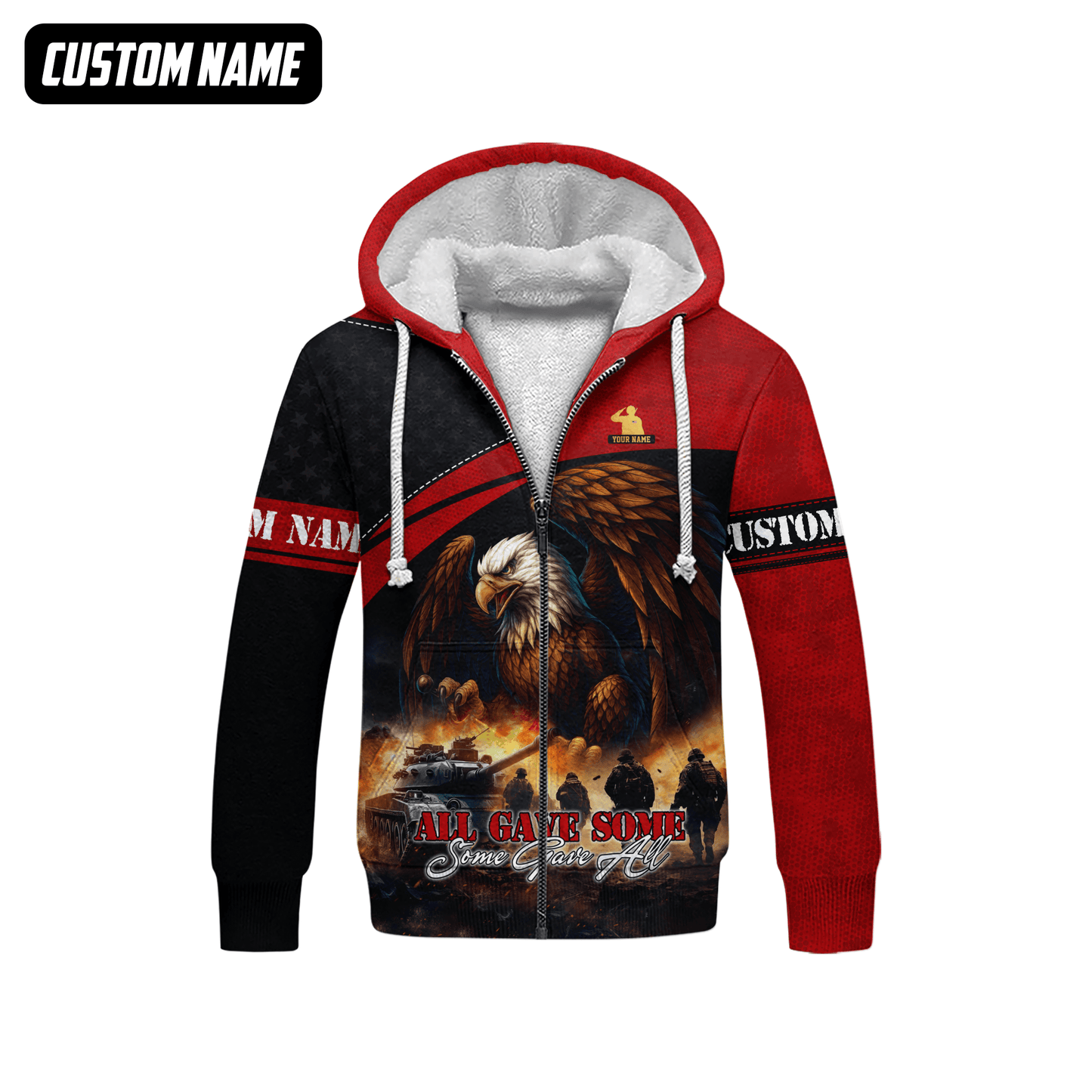 U.S. Veteran Hoodie – All Gave Some Some Gave All, Bald Eagle and Battlefield Zip Up, easychoo.com