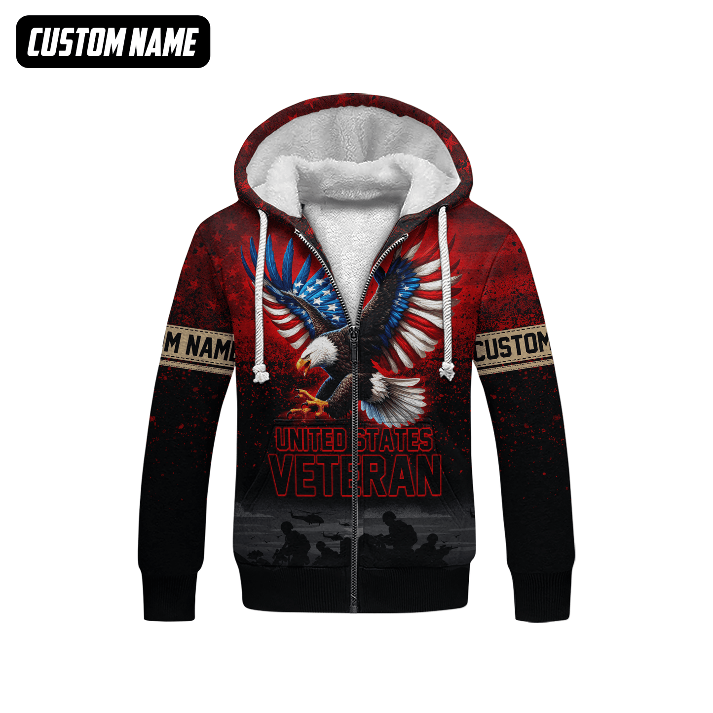 U.S. Veteran Hoodie – All Gave Some Some Gave All, Eagle with Flag Wings Zip Up, easychoo.com
