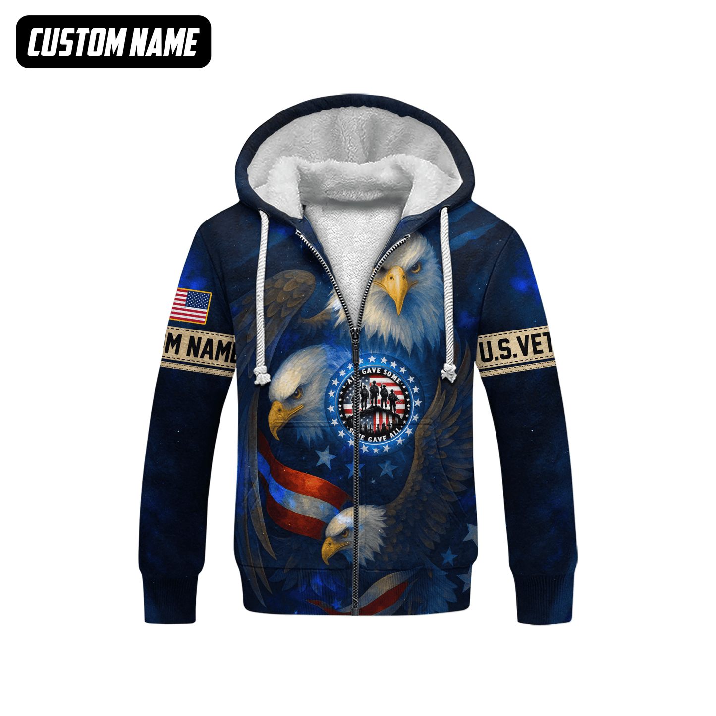 U.S. Veteran Hoodie – All Gave Some Some Gave All, Patriotic Eagle and Flag Design, easychoo.com