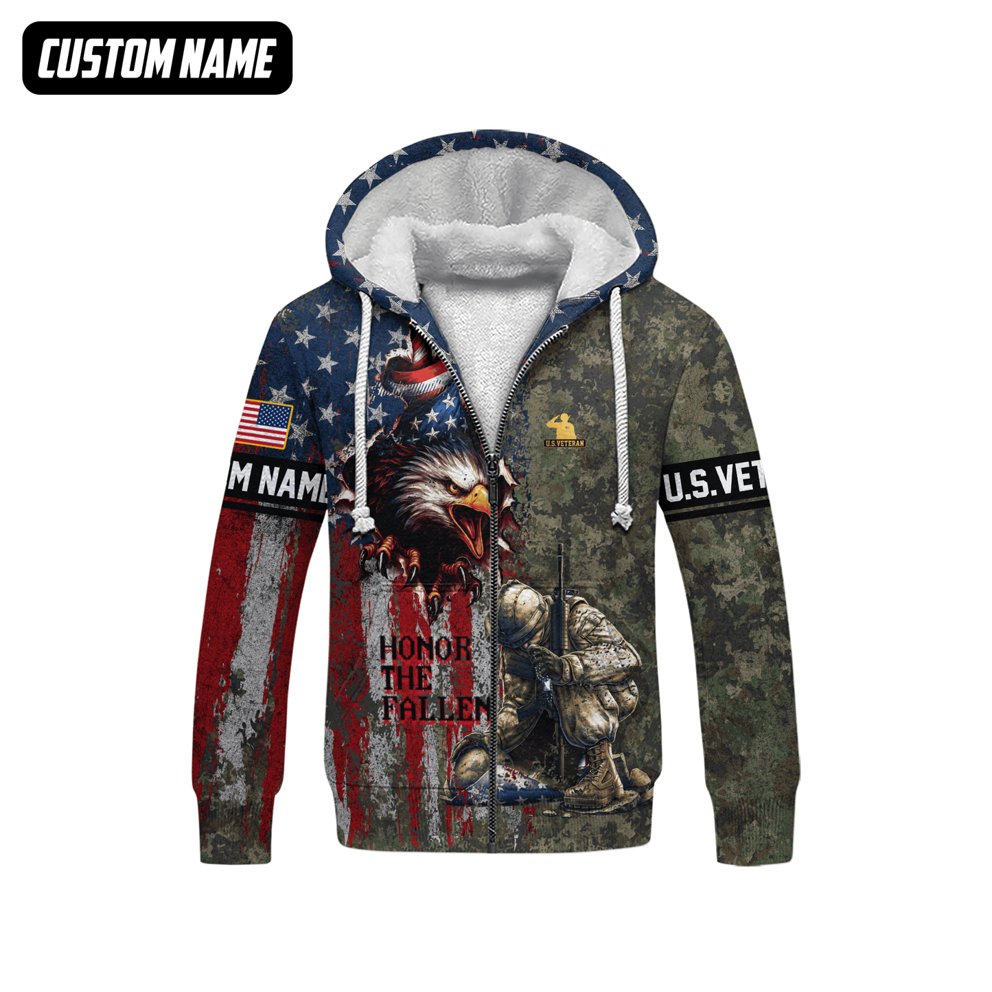 U.S. Veteran Hoodie – Freedom Isn’t Free, Eagle & American Flag Soldiers Design, easychoo.com