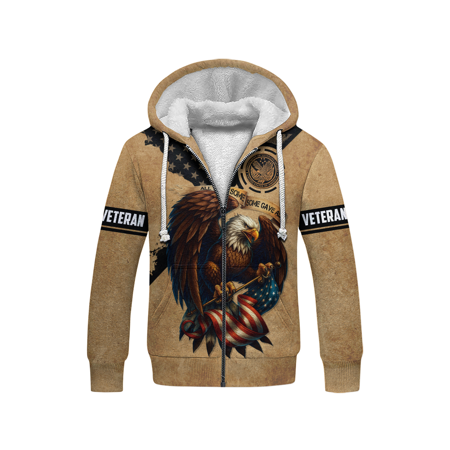 U.S. Veteran Eagle Hoodie – All Gave Some Some Gave All, Patriotic American Flag Zip Up, easychoo.com