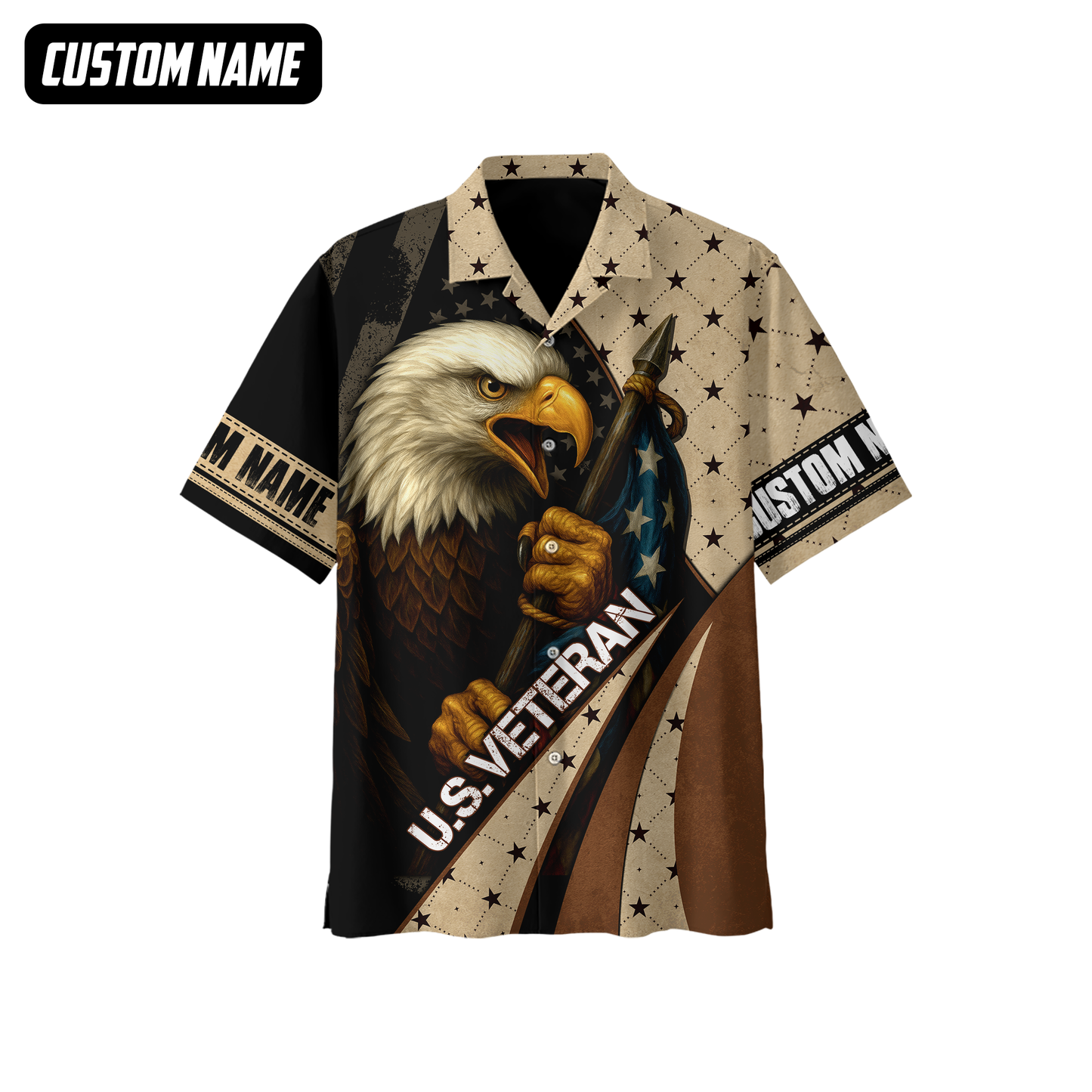 Personalized U.S. Veteran Hoodie – Bald Eagle and American Flag, Patriotic Zip Up Gift, easychoo.com