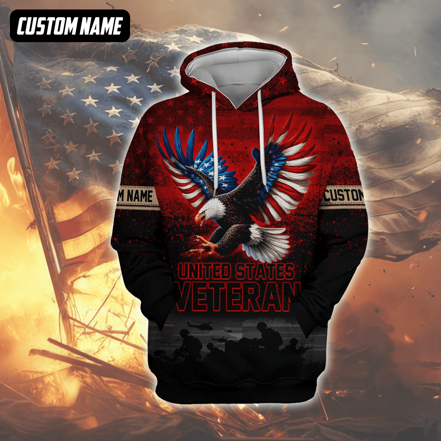 U.S. Veteran Hoodie – All Gave Some Some Gave All, Eagle with Flag Wings Zip Up, easychoo.com