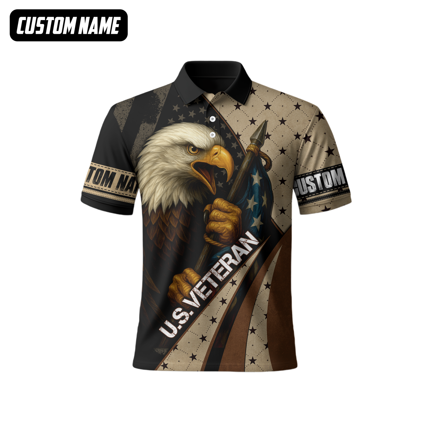 Personalized U.S. Veteran Hoodie – Bald Eagle and American Flag, Patriotic Zip Up Gift, easychoo.com