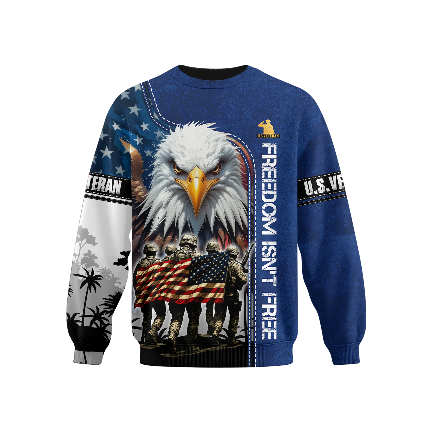 U.S. Veteran Hoodie – Freedom Isn’t Free, American Flag Eagle Design, Patriotic Zip Up, easychoo.com