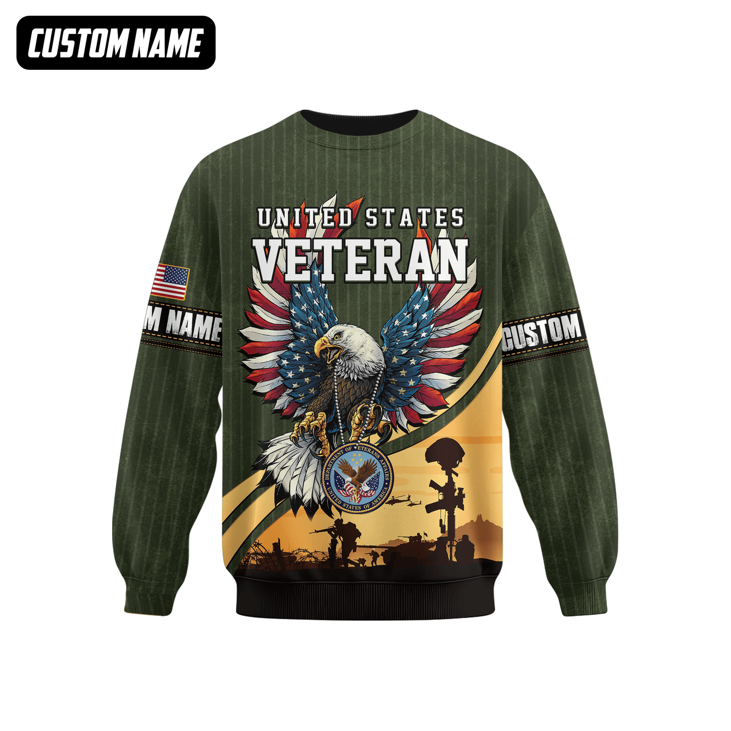 U.S. Veteran Hoodie – Bald Eagle with American Flag Wings, Military Seal Zip Up, easychoo.com