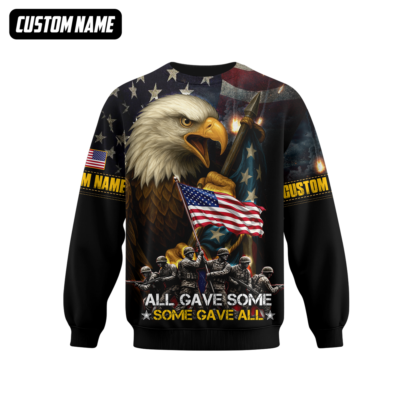 U.S. Veteran Hoodie – All Gave Some Some Gave All, Eagle Holding American Flag Zip Up, easychoo.com