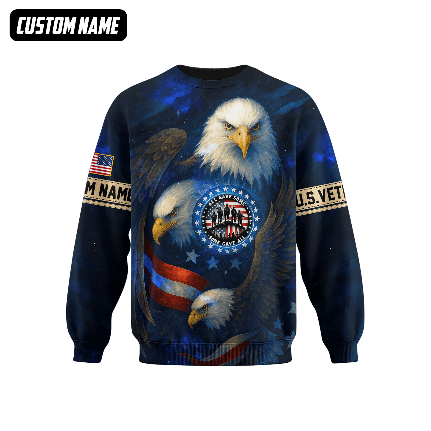 U.S. Veteran Hoodie – All Gave Some Some Gave All, Patriotic Eagle and Flag Design, easychoo.com