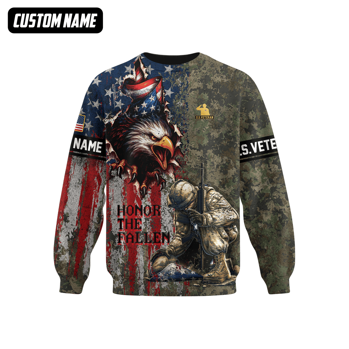 U.S. Veteran Hoodie – Freedom Isn’t Free, Eagle & American Flag Soldiers Design, easychoo.com