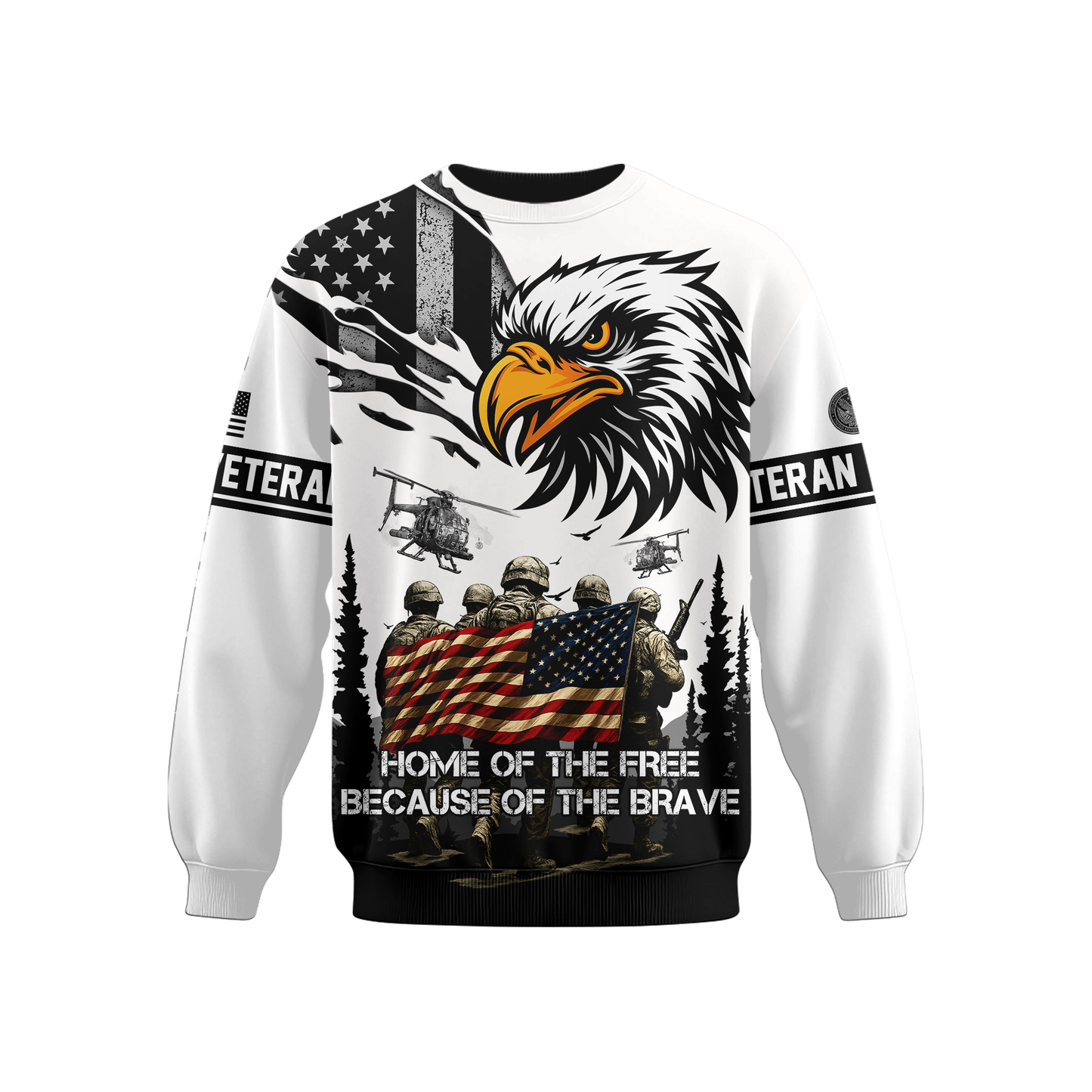 U.S. Veteran Hoodie – Home of the Free Because of the Brave, American Eagle Zip Up, easychoo.com