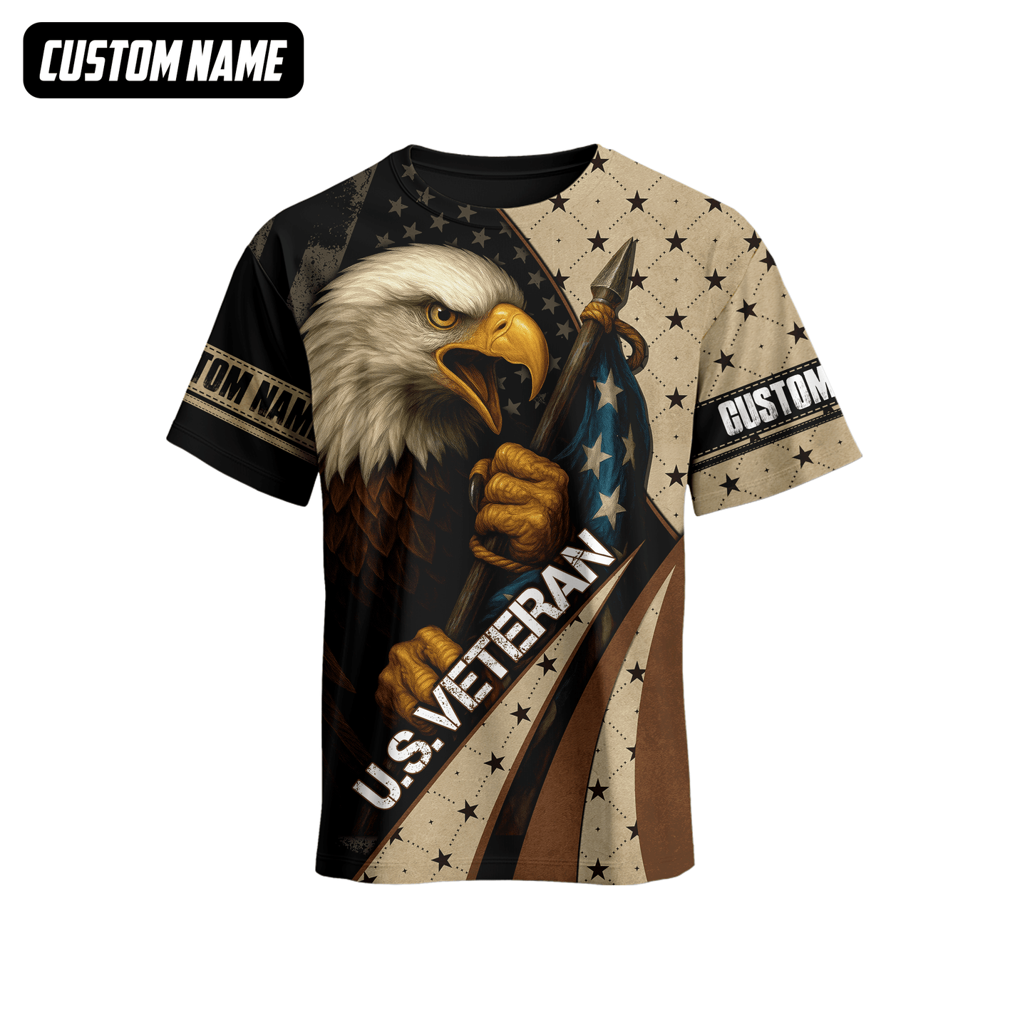 Personalized U.S. Veteran Hoodie – Bald Eagle and American Flag, Patriotic Zip Up Gift, easychoo.com