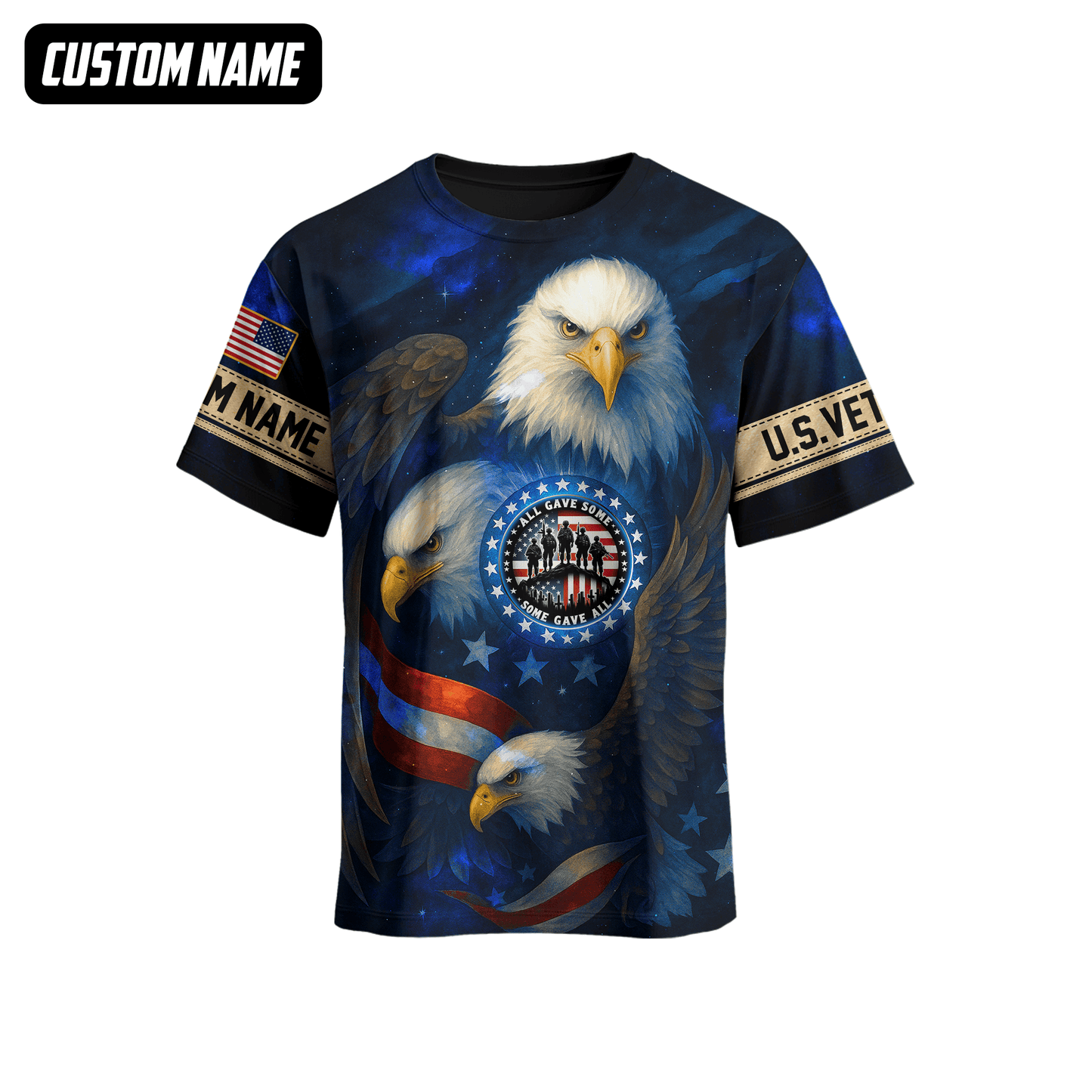 U.S. Veteran Hoodie – All Gave Some Some Gave All, Patriotic Eagle and Flag Design, easychoo.com