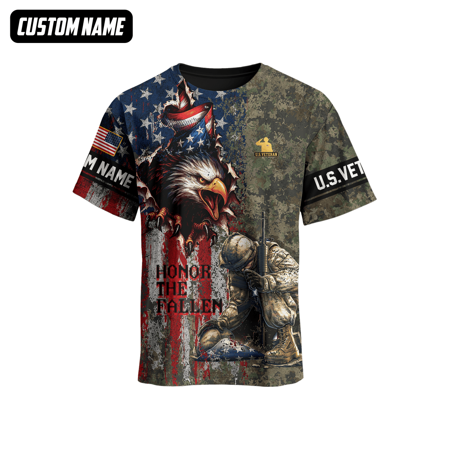 U.S. Veteran Hoodie – Freedom Isn’t Free, Eagle & American Flag Soldiers Design, easychoo.com