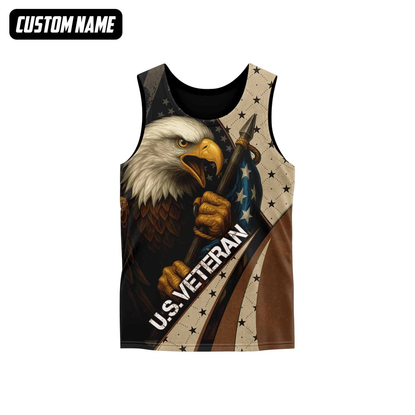 Personalized U.S. Veteran Hoodie – Bald Eagle and American Flag, Patriotic Zip Up Gift, easychoo.com
