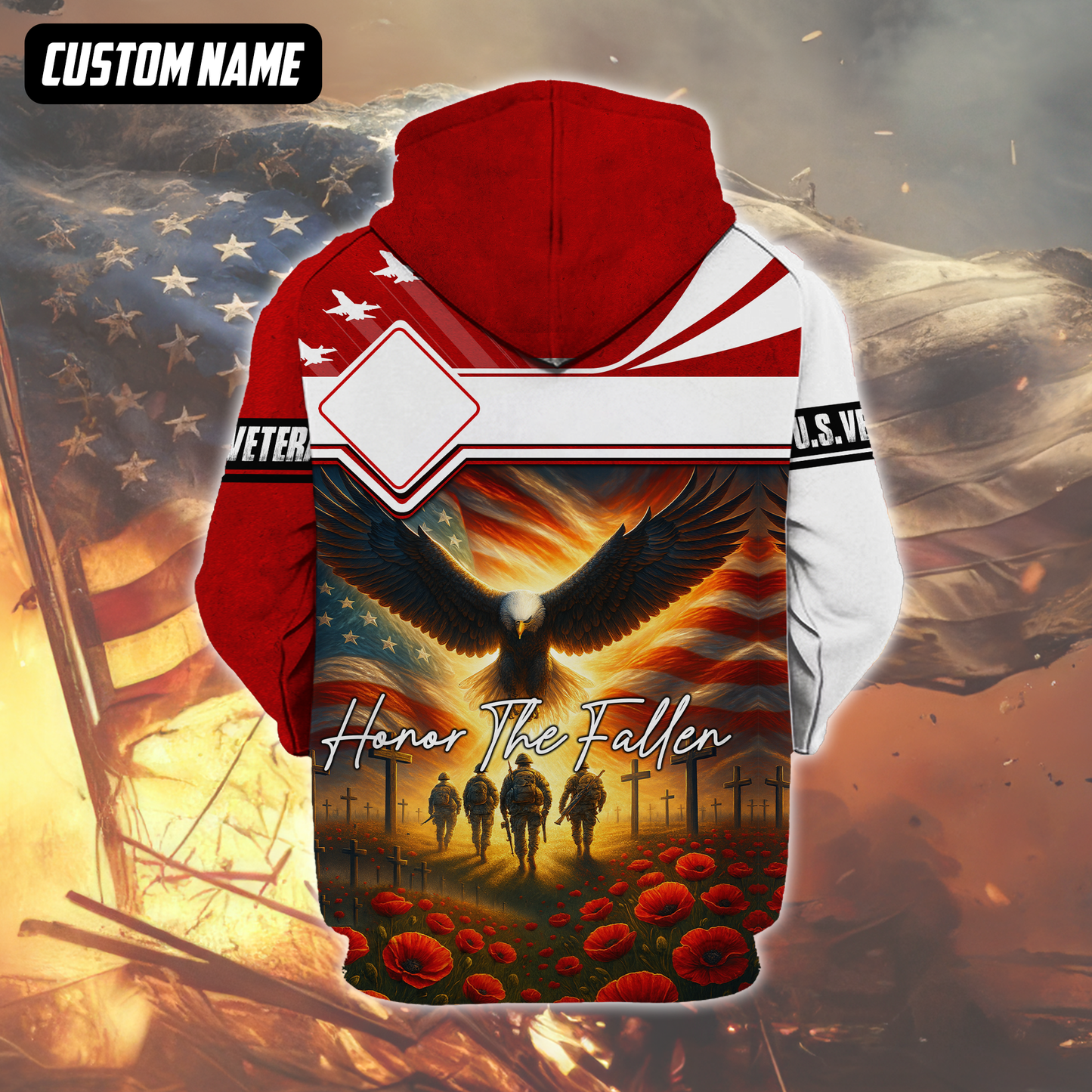 U.S. Veteran Hoodie – Honor The Fallen, Eagle and Soldiers Memorial Zip Up, easychoo.com