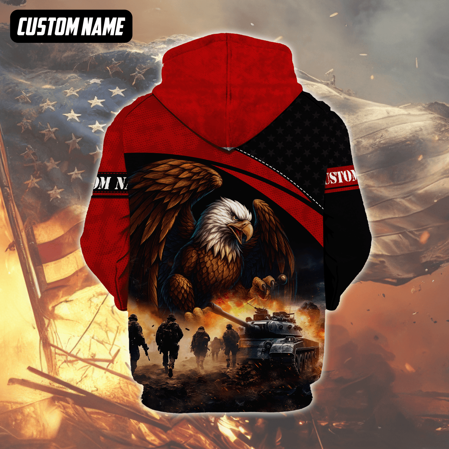 U.S. Veteran Hoodie – All Gave Some Some Gave All, Bald Eagle and Battlefield Zip Up, easychoo.com