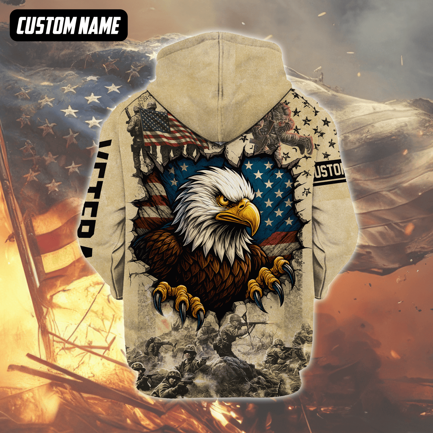 U.S. Veteran Hoodie – All Gave Some Some Gave All, Eagle with American Flag Zip Up, easychoo.com
