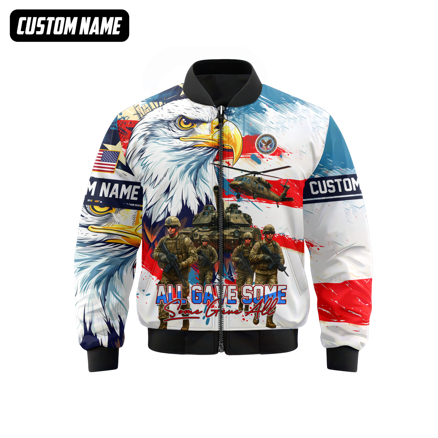 U.S. Veteran Hoodie – All Gave Some Some Gave All, Patriotic Eagle and Army Design