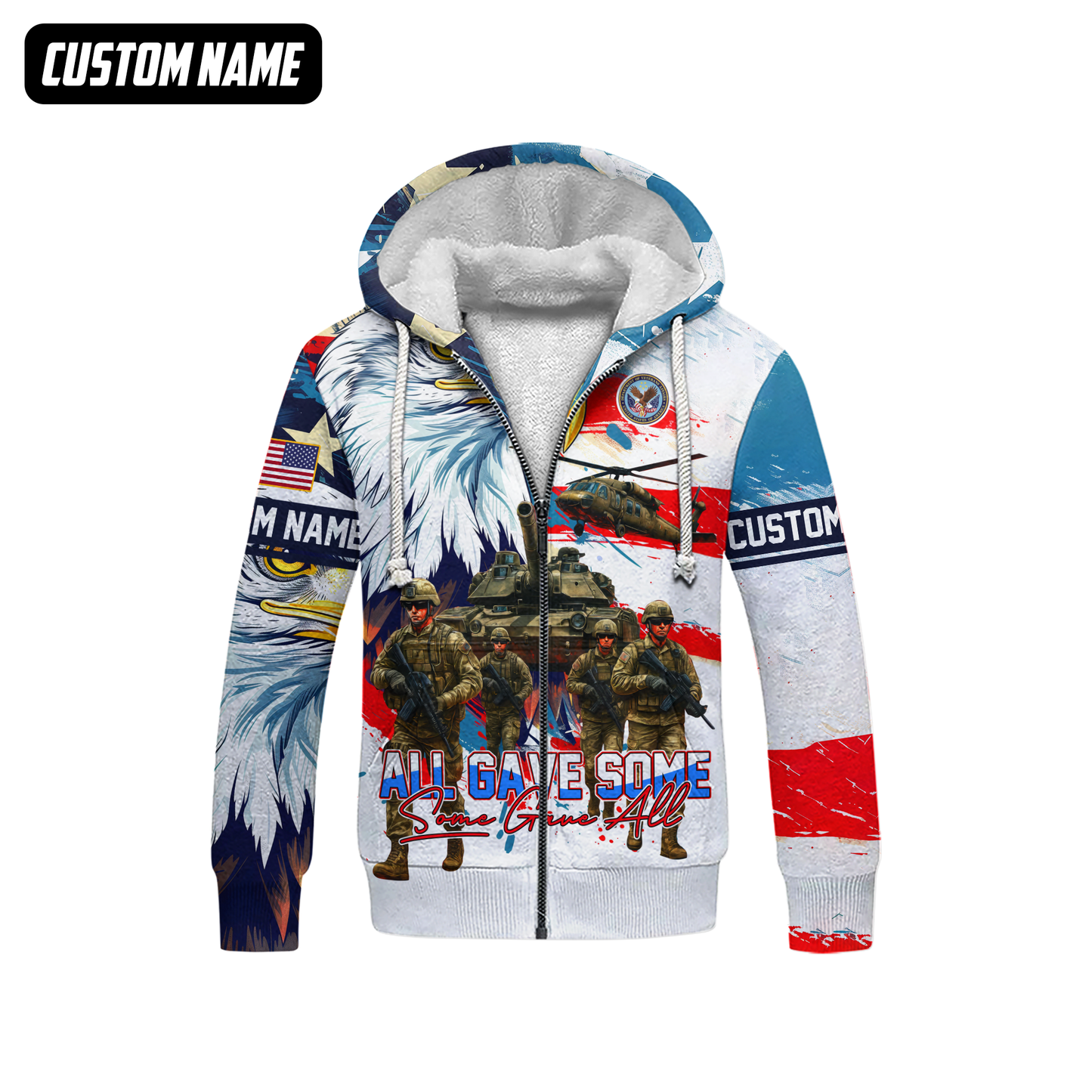 U.S. Veteran Hoodie – All Gave Some Some Gave All, Patriotic Eagle and Army Design