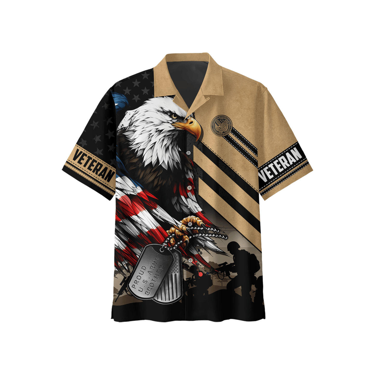 U.S. Veteran Hoodie – American Eagle Flag and Dog Tag Design, Patriotic Military Zip Up