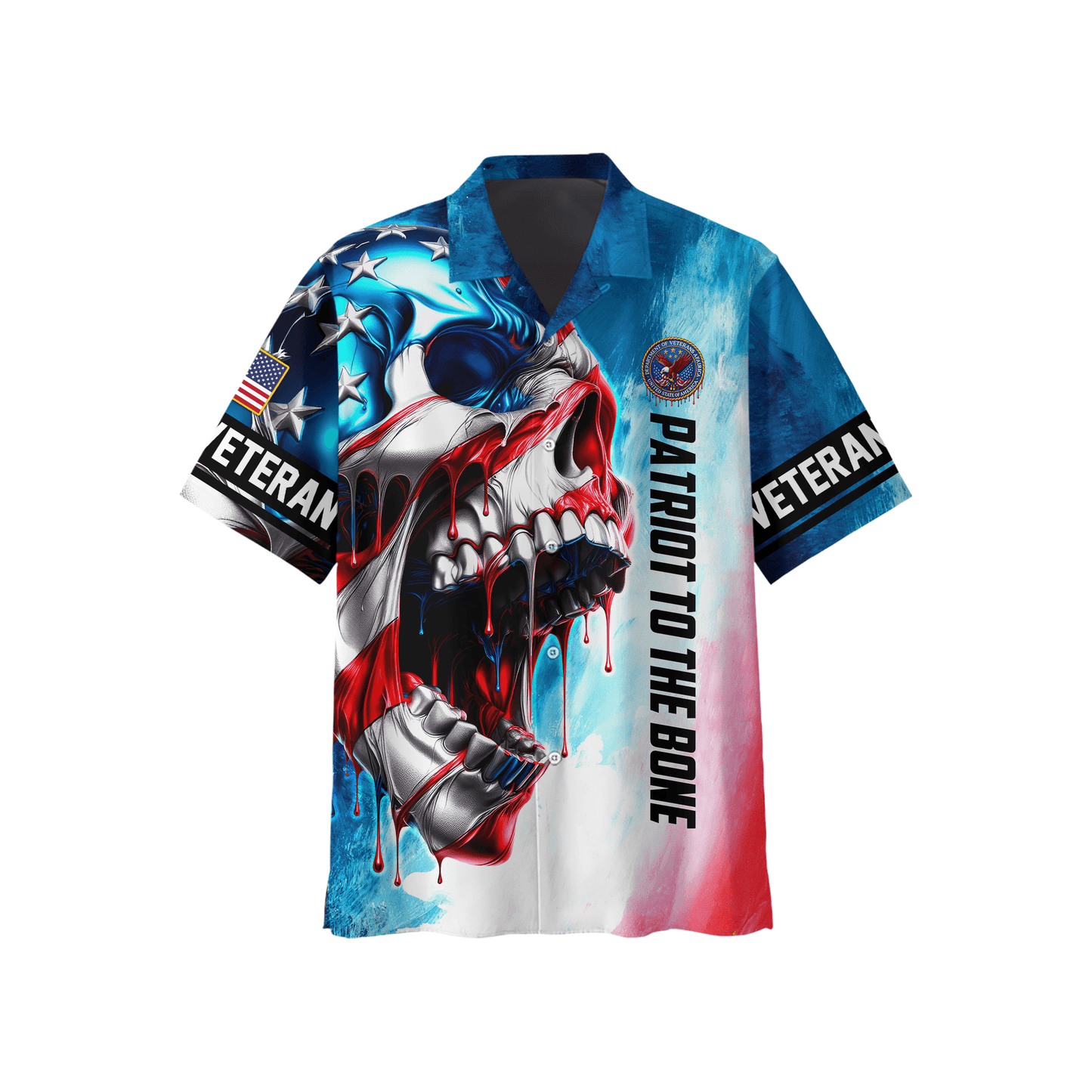 U.S. Veteran Hoodie – Patriotic Skull Design, American Flag Zip Up Jacket