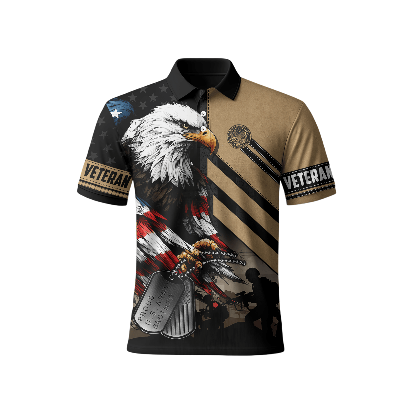 U.S. Veteran Hoodie – American Eagle Flag and Dog Tag Design, Patriotic Military Zip Up