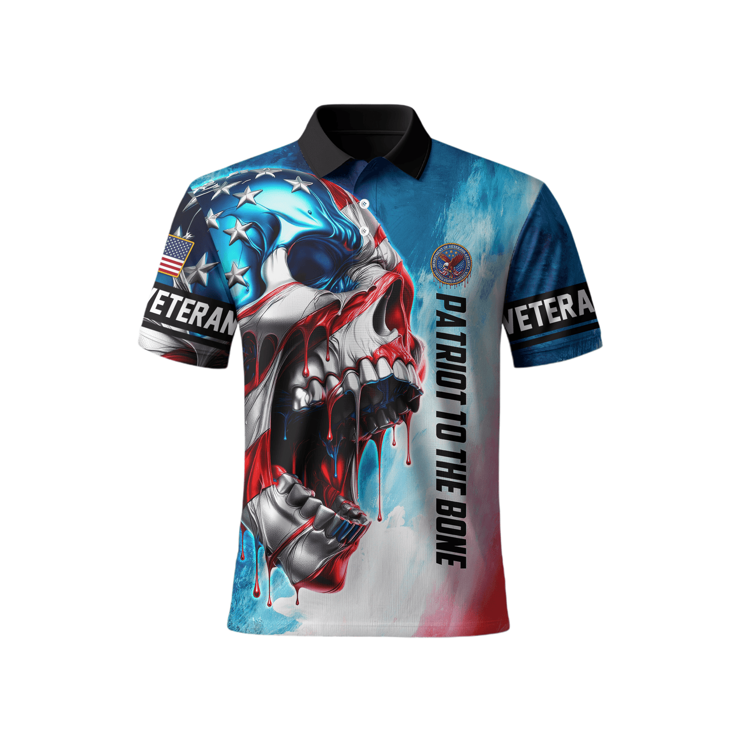 U.S. Veteran Hoodie – Patriotic Skull Design, American Flag Zip Up Jacket