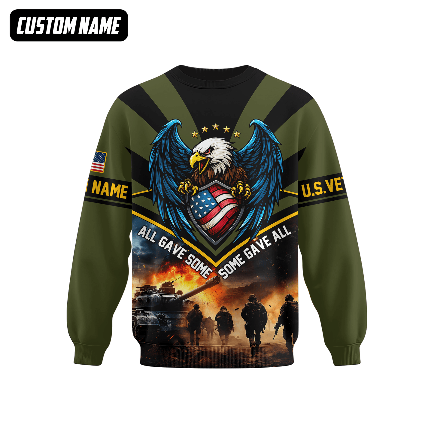 U.S. Veteran Hoodie – All Gave Some Some Gave All, Eagle with Flag Shield Zip Up, easychoo.com